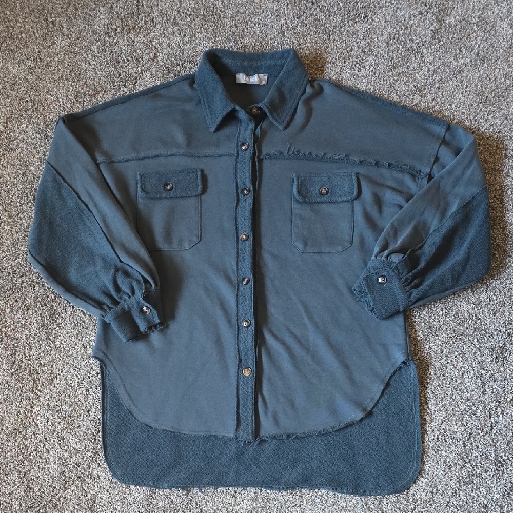 Bluebell Collection Dark Teal Knit Shirt Jacket